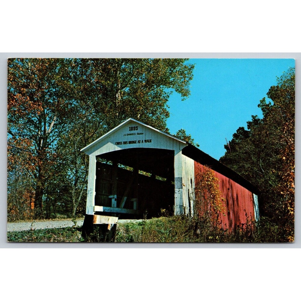 Postcard Indiana Parke County Billie Creek Bridge Rockville Williams c1960s IN